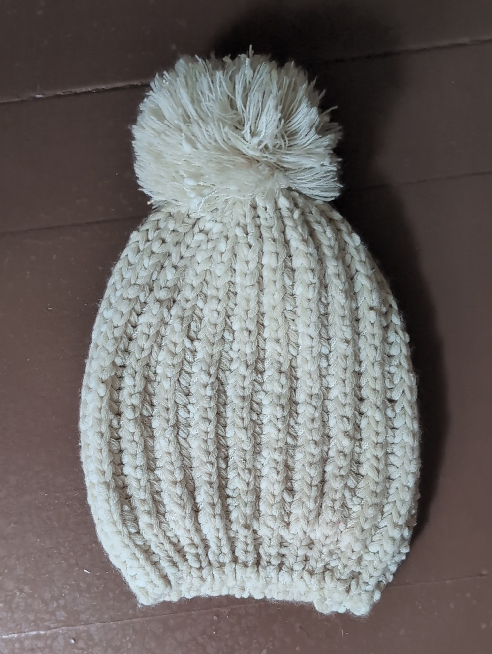 White knit Hat With Pom pom